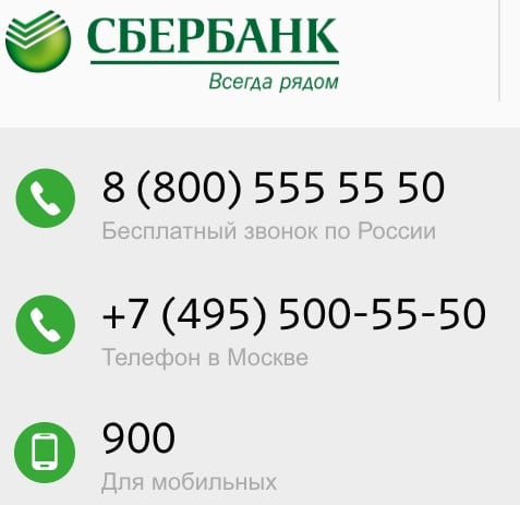 Sberbank telefoni za stranke