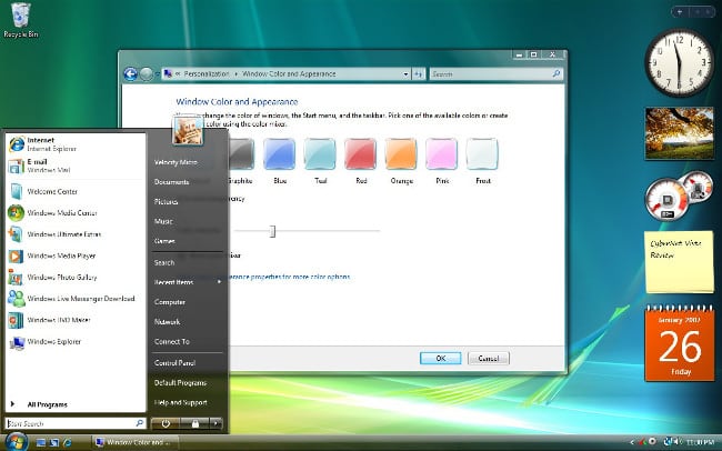 Windows Vista s sistemom Aero On