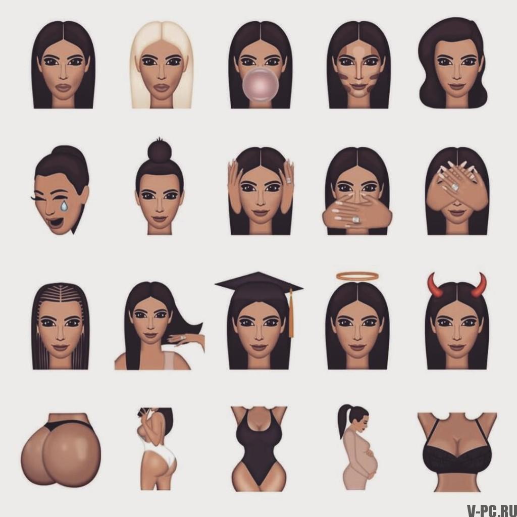 Kimoji za Instagram Kim Kardashian