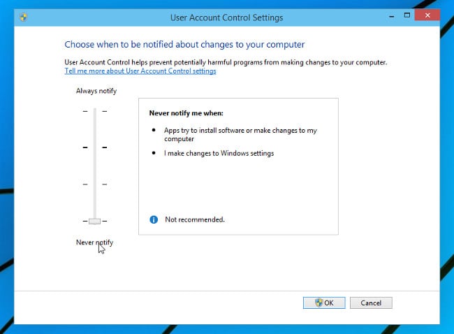 Spreminjanje ravni UAC v sistemu Windows 10