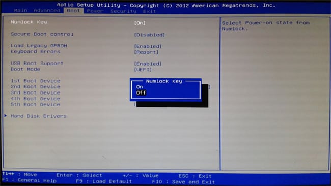 Omogoči Num Lock v BIOS-u