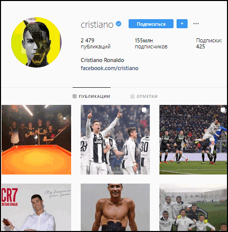 Ronaldo na Instagramu